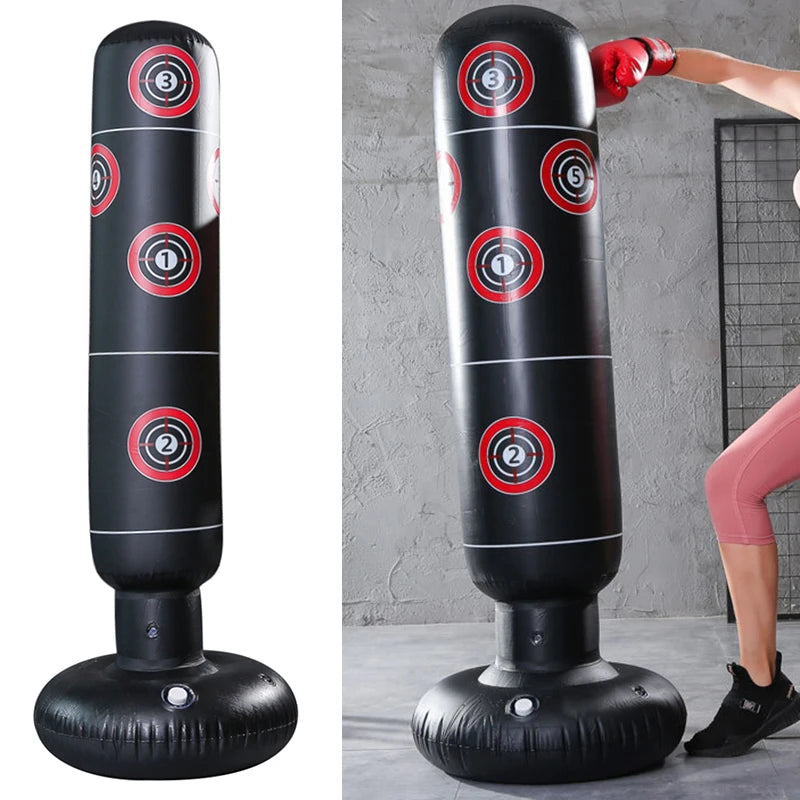 Inflatable Punching Bag PVC Boxing Bag Adults Kids Tumbler Sandbag Boxing Training Stress Relieving Sandbag